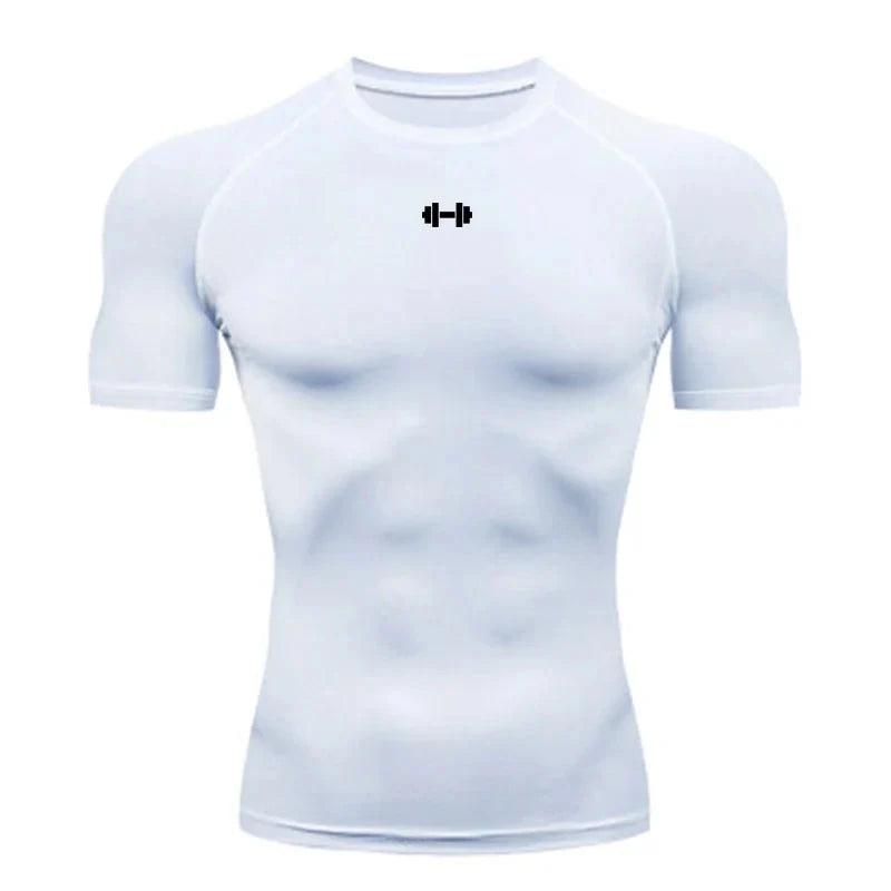 Compression T Shirt Men Summer Sportswear Running T-shirt Elastic Quick Dry Sport Tops Tee Athletic Gym Workout Shirts Men Blue Wolf Store